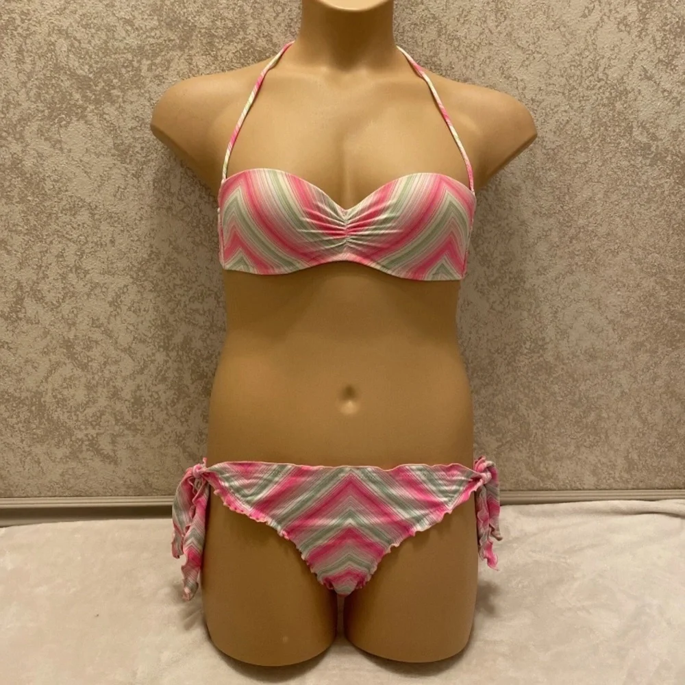 Victoria's Secret Pink and Green Chevron Bikini